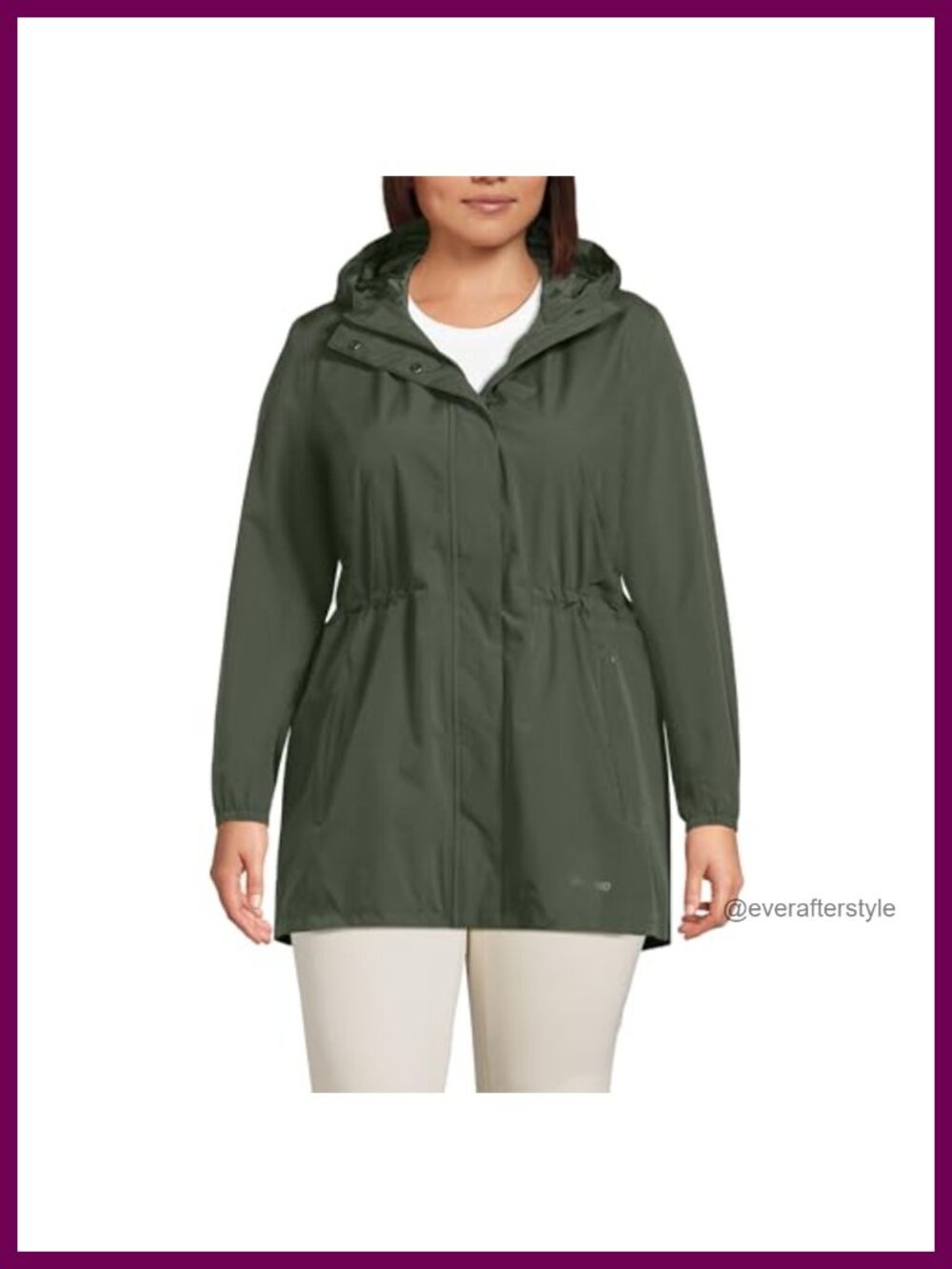 Lands' End Packable Waterproof Raincoat Hooded Anorak